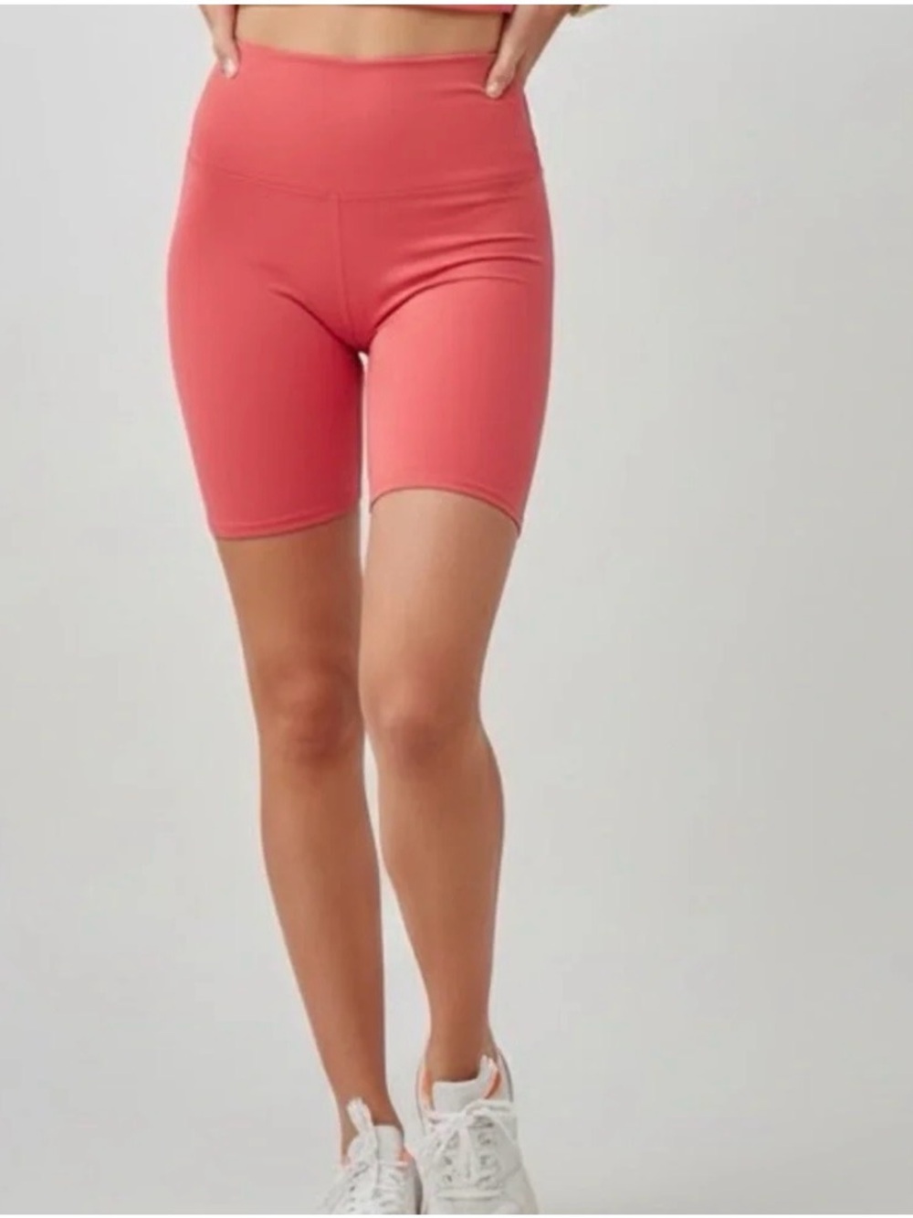 Reformation EcoMove Coral Red High Rise 7” Bike Shorts